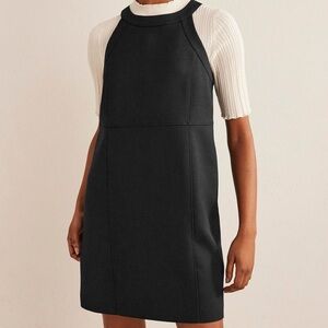 Boden Black Mini Shift Dress with Cream Knit Sleeves